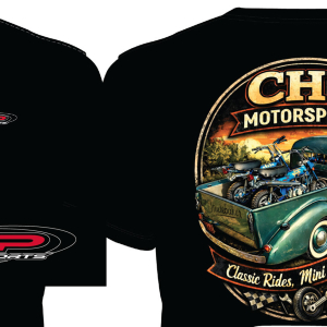 T-Shirt, BLACK, XXX-Large, Vintage Rides, minibike vibes, 1937 Studebaker with 2 CT70’s in the bed. Comfort Colors 100% heavy weight cotton.